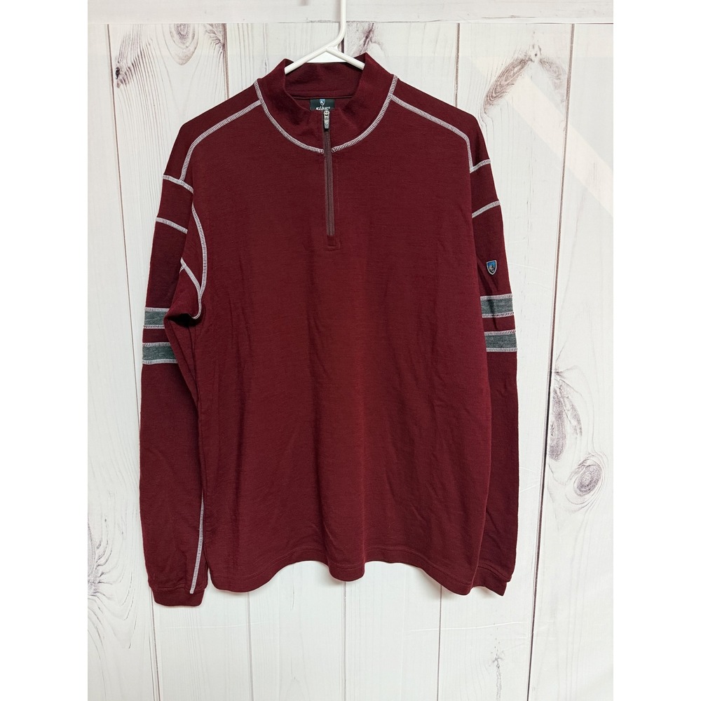 KÜHL Men's Team Merino Wool 1/4 Zip XL Brick Red Base Layer EUC